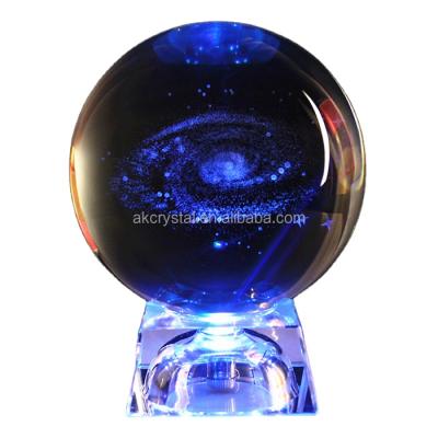 China Europe China factory price decorative 3D laser engraved crystal glass globe ball with led light base for sale