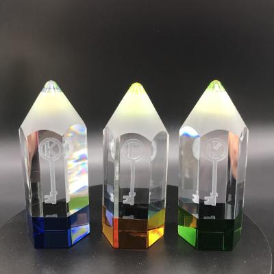 China High Quality Transparent Pen Crystal Folk Crafts Custom Colorful Crystal Column from Europe for sale