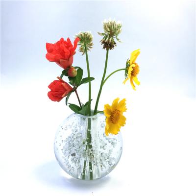 China Wholesale Europe restaurant bar home or office table decoration, ball shape clear bubble glass crystal single flower vase for sale