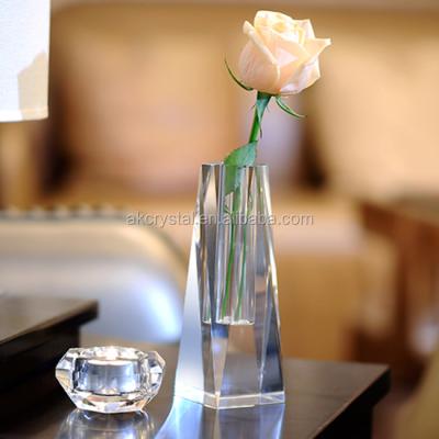 China Europe wholesale hotel or home or office table decoration, crystal glass clear mini single flower vase for sale