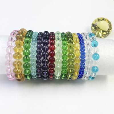 China Luxury Stone Gemstone Europe Fashion Round Healing Bracelet Crystal Stretch Beaded Bracelet Handmade for sale