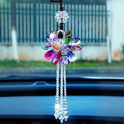 China Colorful Mirror Crystal Hanging Flower from Europe Crystal Car Ornaments Pendant Rearview for sale