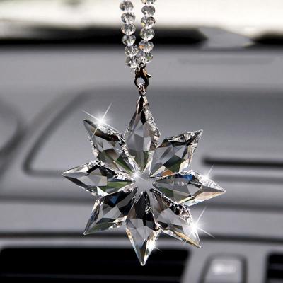 China Europe Transparent Car Decoration Crystal Snowflake Shape Hanging Ornament Gifts for sale