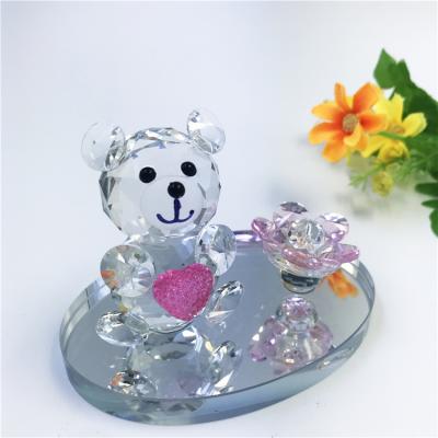 China Europe Wedding Crystal Crafts Bear Couple Souvenirs Ornaments Valentine Gift Crystal Bear for sale