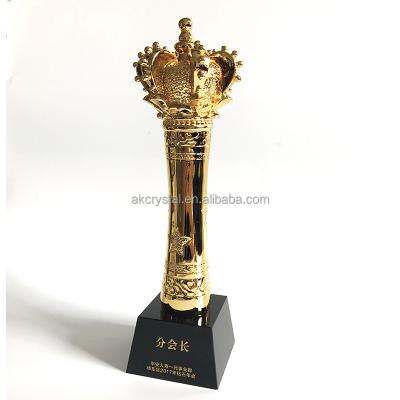 China World Hot Fashion Crown Resin Gold Trophy With Crystal Base Gold Plating Oscartrophy China Resin Trophies for sale