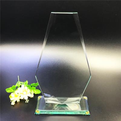 China Empty Glass Plate Crystal Rhombus Engraving Crystal Trophy Award Europe Award for sale