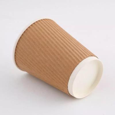 China Recyclable Different Size Ripple Degradable Disposable Paper Insulated Hot Coffee Cups For Hot Drinking for sale