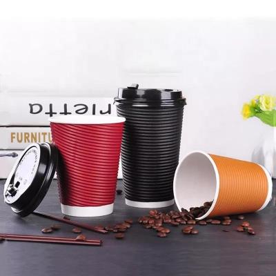 China Recyclable Triple Wallpaper Coffee Cup And Coffee To Go Disposable High Quality Triple Layers Ripple Wallpaper Coffee Cup for sale