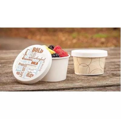 China Cheap Customized Recyclable Ice Cream Cup Disposable Paper Fruit Take Out 4 Ounce Biodegradable Disposable Cups for sale