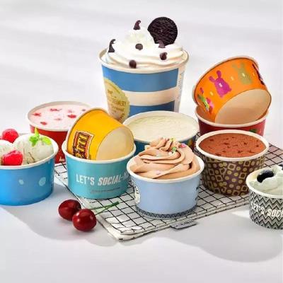 China Recyclable Disposable Paper Cups Ice Cream Drainks 16oz Paper Container White Paper Ice Cream Cups for sale