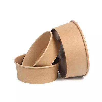 China Recycled Coated Materials Disposable Custom Printing Salad Bowl Biodegradable Waterproof Take Away 390ml Kraft Paper Cups for sale