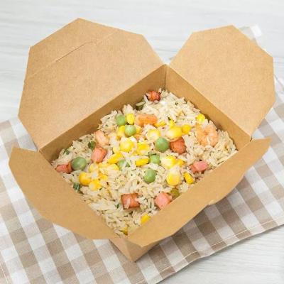 China 1480ML Recycled Materials Paper Kraft Take Away Chinese Disposable Food Box Food Container Lunch Box for sale