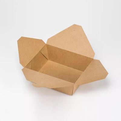 China Recycled Materials 1080ml Disposable Restaurant Use To Go Container Take Out Lunch Packing Boxes Food Grade Kraft Paper Packaging Box for sale