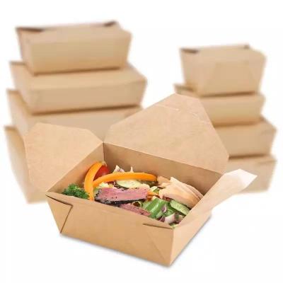 China Custom Disposable Paper Box Biodegradable Eco-Friendly Recycled Packaging Materials Food Box Salad Bowl Paper Container Wrapping Paper Disposable Paper Box for sale