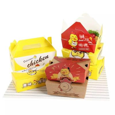 China Logo Paper Packaging Snack Fries Custom Printing Greaseproof Disposable Biodegradable Fried Chicken Takeaway Lunch Box With PE Liner for sale