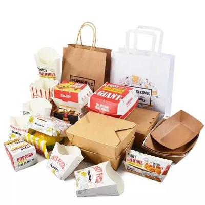 China Custom Biodegradable Fried Chicken Kraft Paper Box Logo Rectangle Food Containers Lunch Bento Paper Box Brown Takeaway Packaging for sale