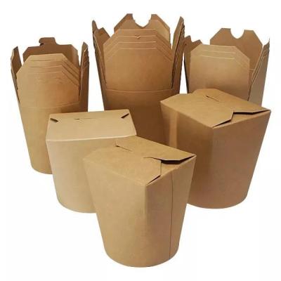 China Recycled Materials Compostable Food Container Round Paper Pail Noodle Packaging Pasta Take Out Box for sale