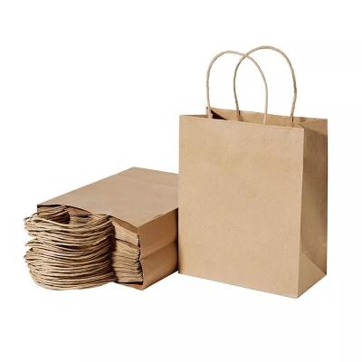 China Disposable Stain Goods Food Grade Kraft Paper Bag Recycled High Quality Brown Paper Bag With Handle for sale