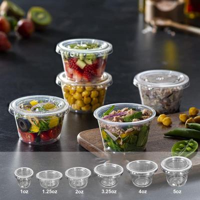 China Disposable Plastic Multiple Features Stocked Hinged Mini Sauce Cup Transparent With Lid for sale