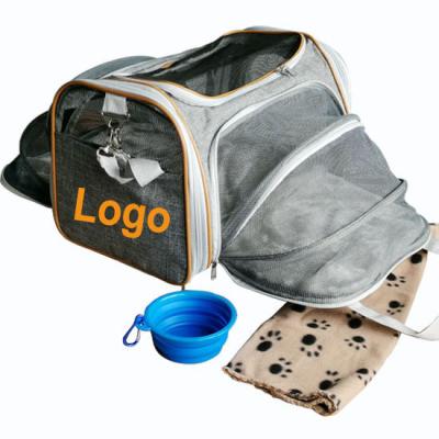 China Tote Pet Cat Expendable Soft Custom Made Breathable Sided Dog Travel Carrier Bag For Trolley for sale