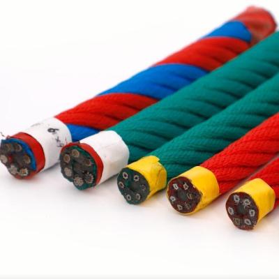 China Wooden Playground 16mm Polyester Combination Steel Wire Playground Rope 500m On Sale for sale