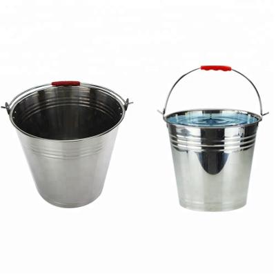 China Sustainable Stainless Steel Water Bucket With Durable Lid Buckets For Farms Wipe Bucket for sale