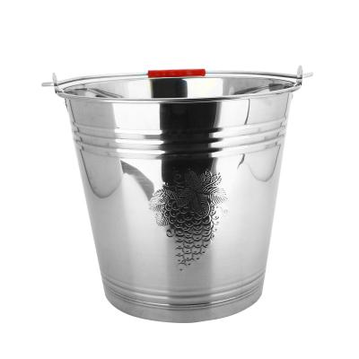 China Sustainable Metal Buckets With Handle Stainless Steel Water Bucket Stainless Steel Pail With Lid for sale