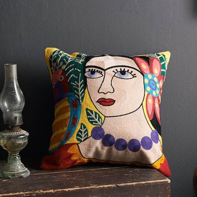 China Portable high quality single side embroidery pillow cover cotton full cushion cover with embroidery for sale