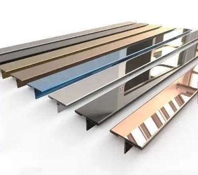 China Non-Alloy T-Shaped Tiles Corner Trim Brushed Stainless Steel Metal Tile Trim Strip for sale