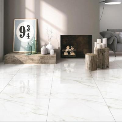 China Lobby Floor Tiles Modern Style 600x600 Polished Porcelain Calacatta Marble Tiles for sale