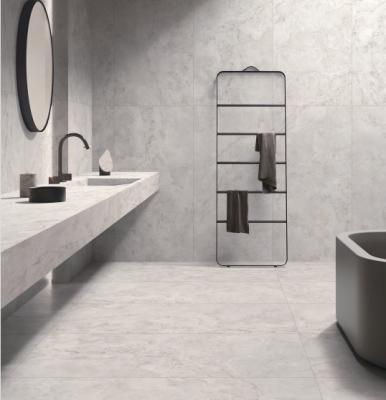 China Modern Style Porcelain Tiles Light Grey and White Travertine Look Outdoor Wall Tile for sale