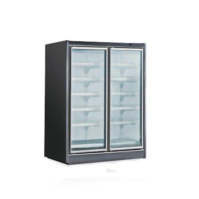 China Direct Selling High Quality Single-temperature Swing Door Commercial Glass Soft Drink Display Tall Two Door Frost Free Refrigerator for sale