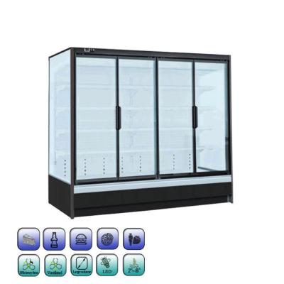 China Supermarket Commercial Glass Door Beverage Refrigerator Display Cabinet Single-temperature Layout Design for sale