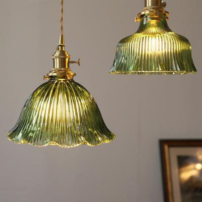 China Modern Creative Retro Lamp Brass Main Glass Balcony Porch Alone Bedroom Counter Bar Restaurant Pendant Lights for sale