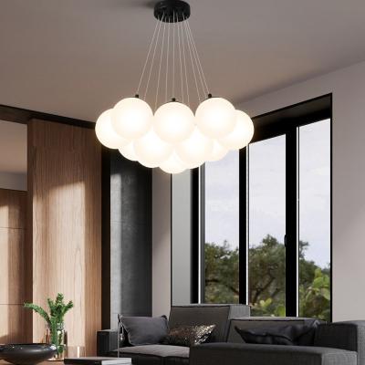 China Modern Long Dining Table Lamps And Lanterns Living Room Bedroom Restaurant Bean Simple Magic Bubble Ball Lamp Glass Chandelier for sale