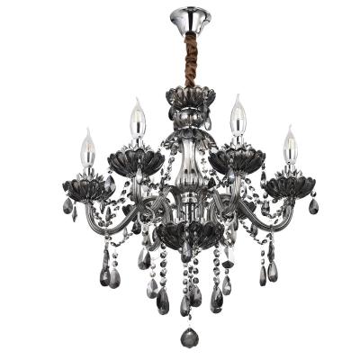 China Modern Luxury Chandelier for Ceiling Crystal Pendant Lighting Fixture Smoky Crystal Gray Chandelier for Living Room Bedroom Dining Room for sale