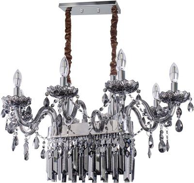 China Modern Crystal Chandelier Kitchen Island Pendant Lighting for Dining Room Living Room Farmhouse Kitchen Table Smoky Gray Chandelier for sale