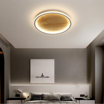 China Simple Indoor Bedroom Lamp Book Room Round LED Ceiling Light Nordic Solid Wood Ceiling Light Outdoor Mounted Living Room Lamp for sale