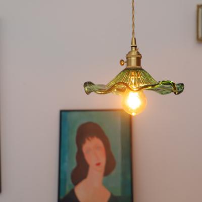 China Modern Creative Nordic Bar Lamp Living Room Balcony Bedroom Restaurant Lotus Leaf Brass Glass Pendant Lights for sale