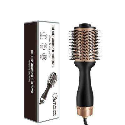 China Salon Gold Hair Blow Dryer One Step Ionic Multifunctional Volumizer Styler Rotating Hot Airbrush for sale