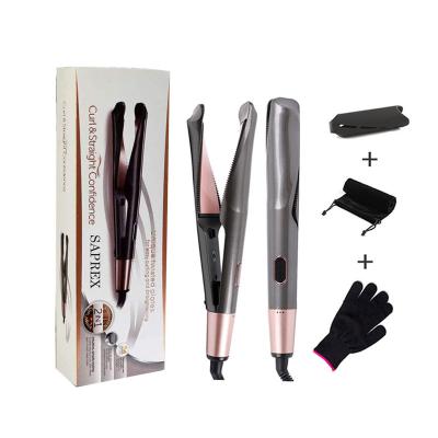 China Hotel 2 in 1 Twist Straightening Curling Iron Temp Adjustable Instant Heating Ceramic Hair Straightener and Curler for sale