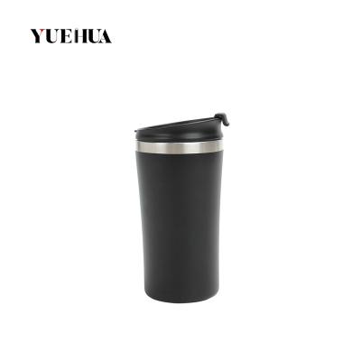 China Black 450ML Disposable Stainless Steel Vacuum Insulated Coffee Mug, Double Wall Thermos Office Coffee Cup Mug for sale