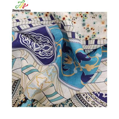 China 100% Organic Linen Custom Print Any Design Low MOQ Factory Direct For Fashion Clothing Skirt Dress Blouse Home Textile Bedding for sale