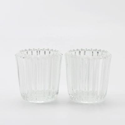 China Trendy Luxury Custom Frosted Matte Stripe Transparent Empty Jars For Candles With Fashion Design for sale