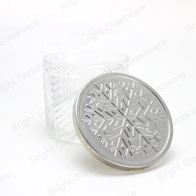 China Non Refillable Silver Embossing Iron Lid Engraved Effect Size Custom Logo For Candle Jar for sale