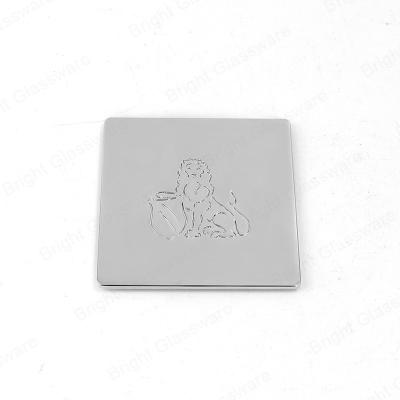 China Non Refillable Square Shape Metal Zinc Alloy Embossing Lid For Candle Glass for sale