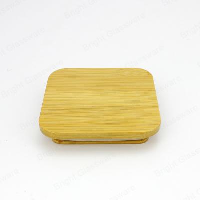 China 100% Natural Non-Refillable Custom Bamboo Square Logo Wood Lid With Silicone Ring for sale