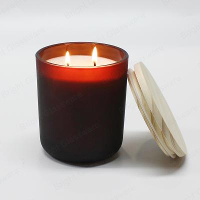 China Non-Refillable One-Stop Service Customized Glass Jars With Bamboo Wood Lids Candle Wood Jar Lid for sale