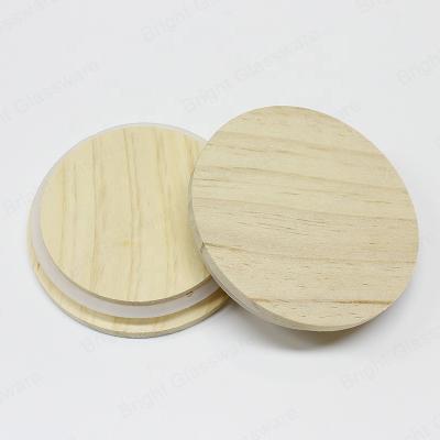 China LOGO Printing Jars With Wooden Lid Glass Jar Lid Candle Container Customized Free Sample Not Refillable With Wooden Lids for sale