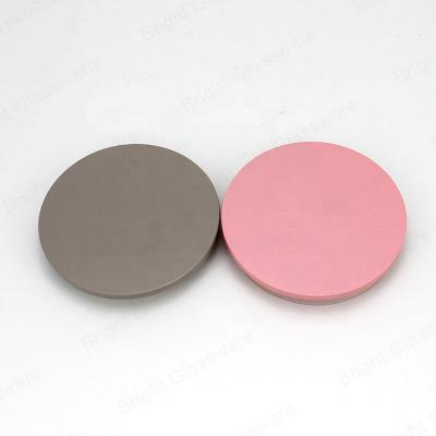 China Gray Color Custom Size Wooden Non Refillable Pink Lid with Silicone Ring for Candle Making for sale